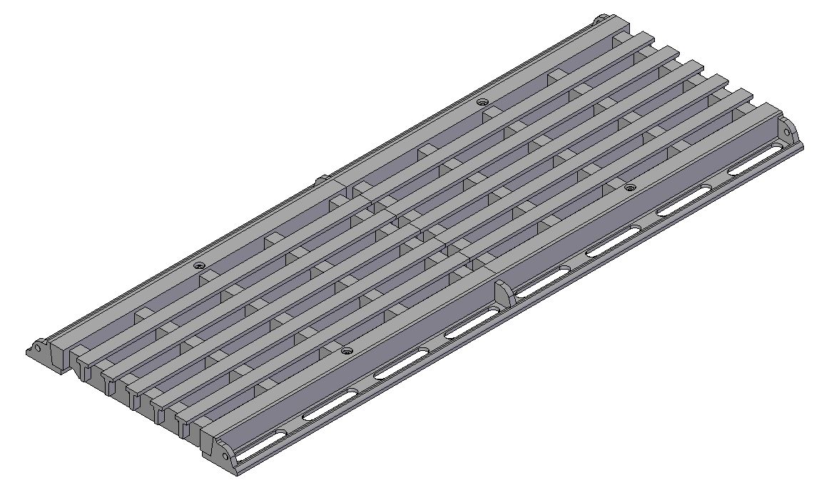 305mm W x 1220mm L Clear Opening, Ductile Iron, Longitudinal Bar Trench Grate and Frame, Class B