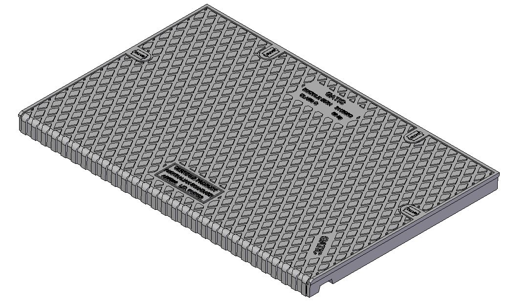 914mm W x 610mm L Clear Opening, Ductile Iron, Solid Top Side Entry Cover/Lid, Class C