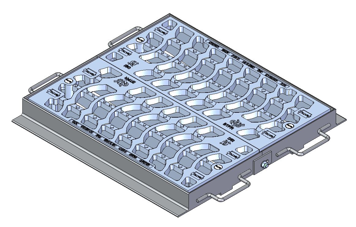 900mm W x 600mm L Clear Opening, Galvanised Ductile Iron, Variable Vee Gully Grate and Frame, Class D
