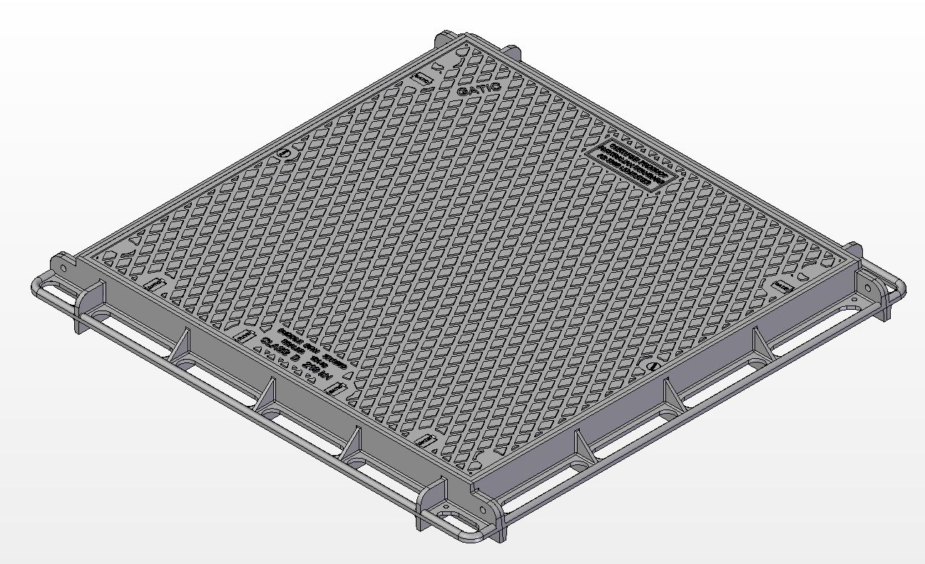 914mm W x 914mm L Clear Opening, Ductile Iron, Solid Top Cover and Frame Assembly, Class D