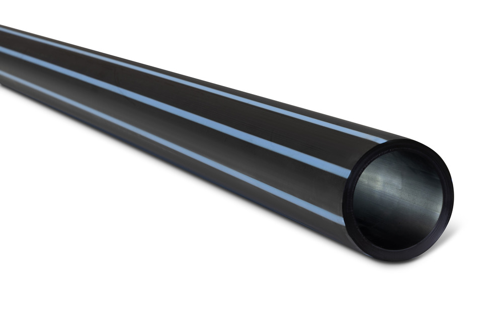 PE100 Polyethylene Pipe Metric DN450 SDR11 x 20 m Black With Blue Stripes