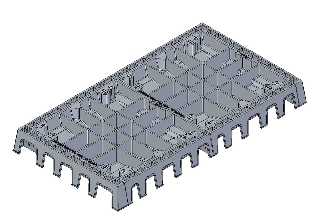 610mm W x 1448mm L Clear Opening, Ductile Iron, Concrete Infill Cover and Frame Assembly, 2 Part Cover, Class G