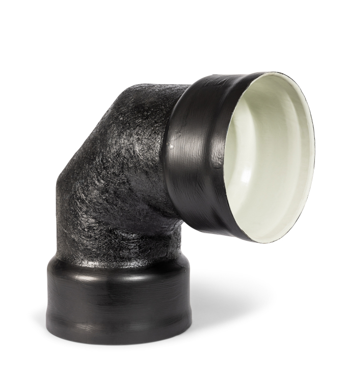 DN225 x 90° BlackMax® Drainage Pipe Bend FF RRJ (PVC Fab)