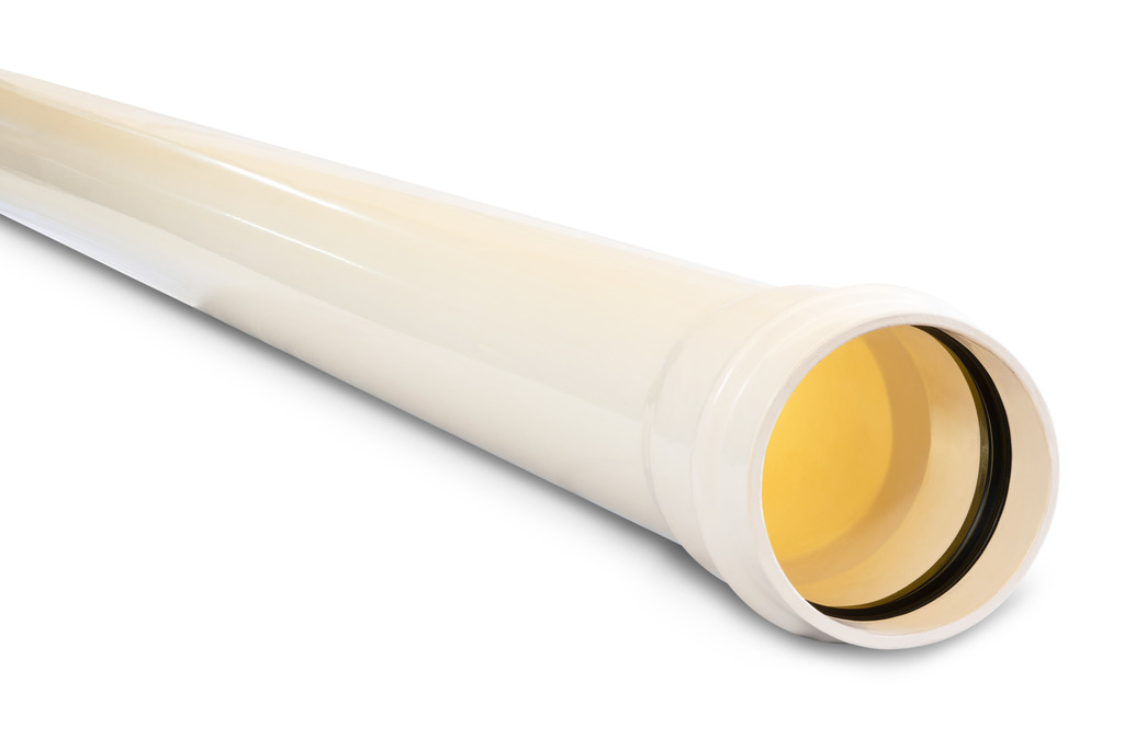 DN100 x 6m PN16 Cream Rhino Series 2 PVC-M Pipe Rieber RRJ