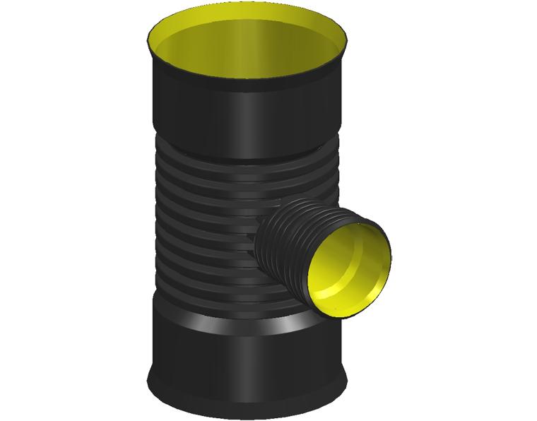 BlackMax® PP Reducing Tee DN600 x DN300 FFF Max RRJ Black/Yellow