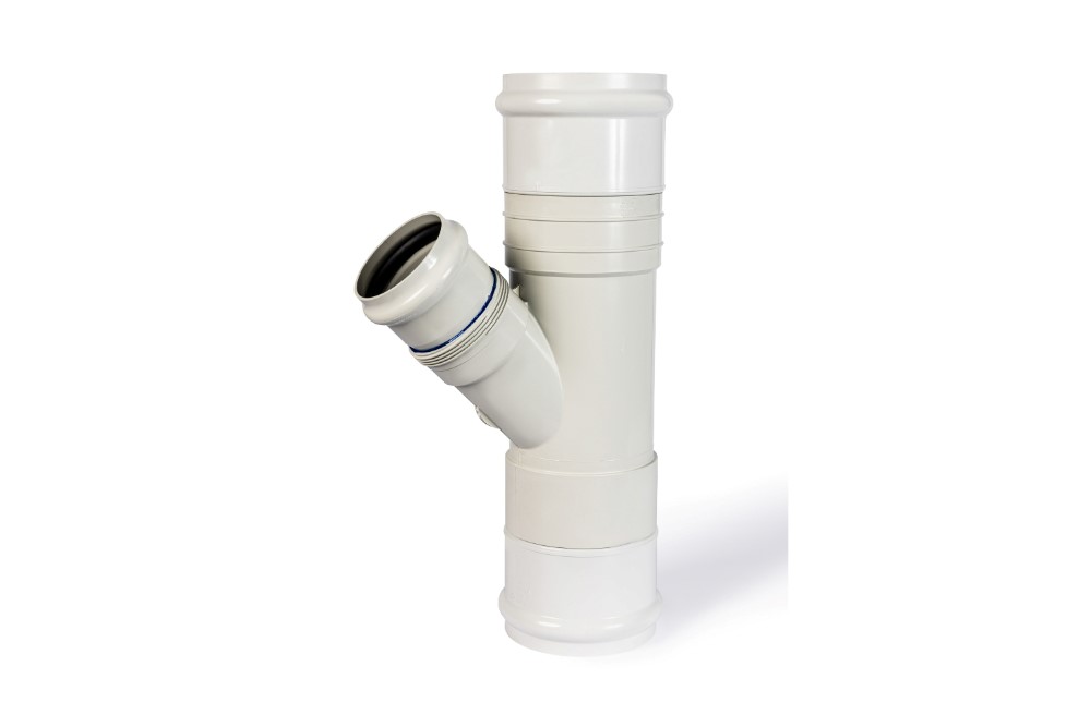 DN225 x DN100 x 45D DWV PVC-U Reducing Junction FF RRJ