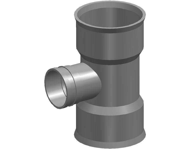 DN225 x dn150 BlackMax® Reducing Tee FFF DWV SWJ Branch (PVC Fab)