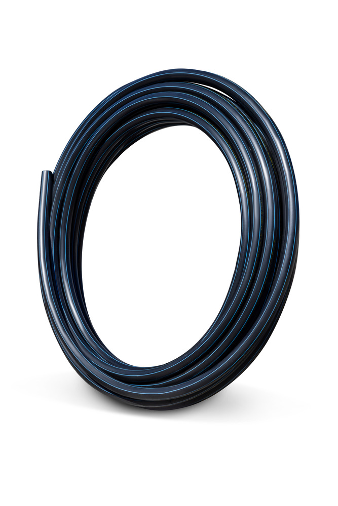 PE100 Polyethylene Pipe Metric DN32 SDR11 x 100 m Black With Blue Stripes