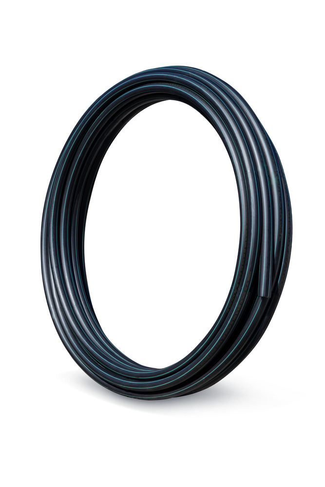PE100 Polyethylene Pipe Rural Greenline 1.50in x 300 m Black with Green Stripe