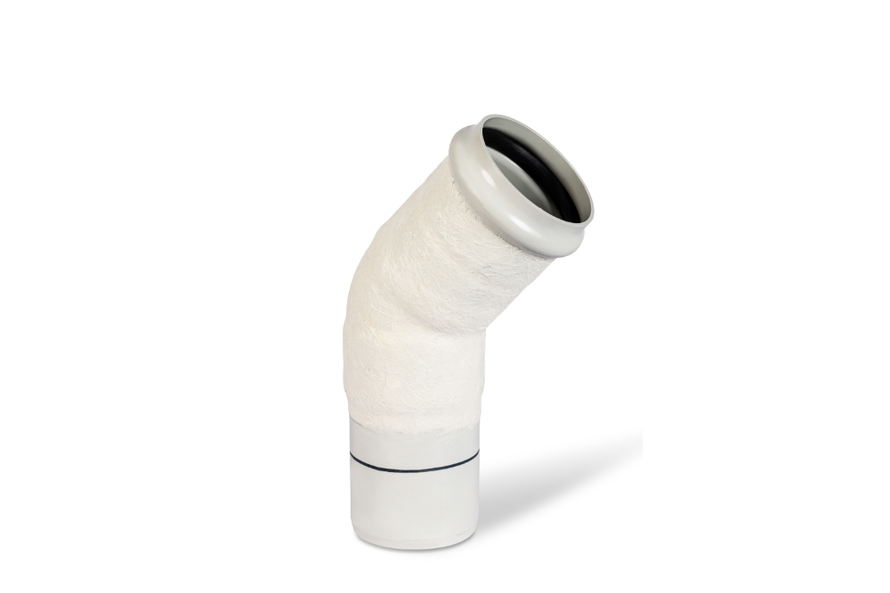 DN100 x 45D DWV PVC-U Bend MF RRJ (Fibreglassed Wrapped)