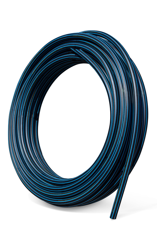 PE100 Polyethylene Pipe Metric DN160 SDR13.6 x 12 m Black With Blue-Stripe