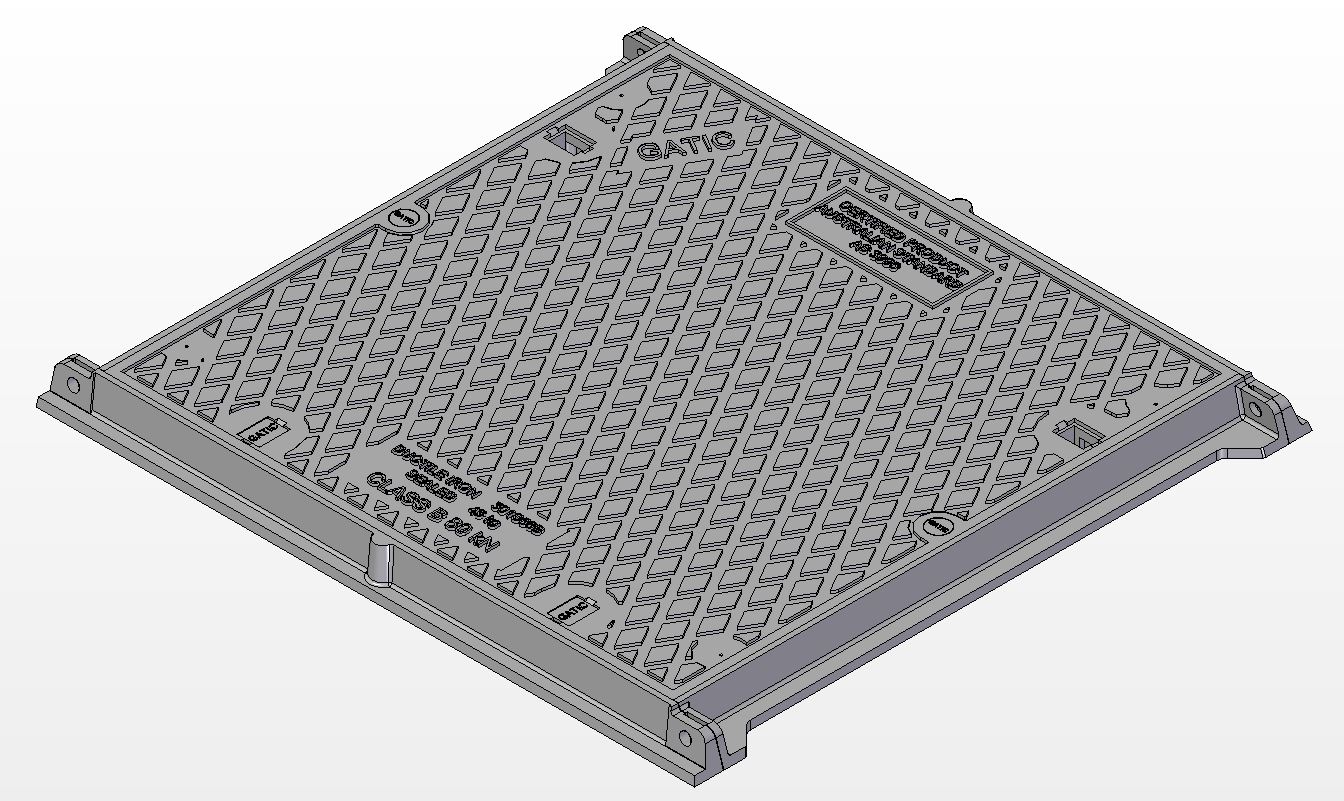 914mm W x 914mm L Clear Opening, Ductile Iron, Solid Top Cover and Frame Assembly, Class B