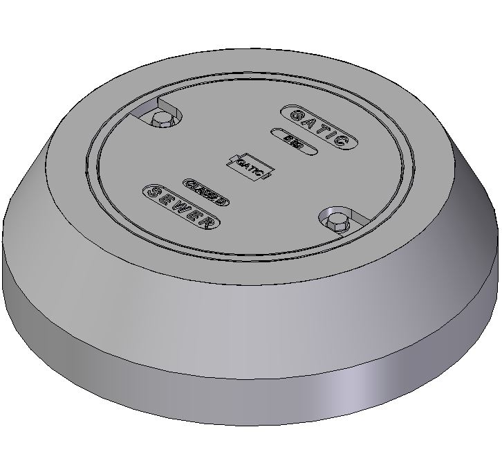 229mm Clear Opening, Ductile Iron, Solid Top Cover and Frame Assembly, Concrete Encased Circular, Class D, Sewer