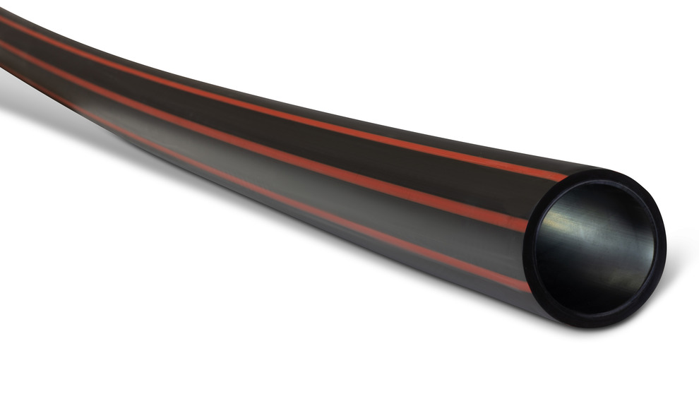 PE100 Polyethylene Pipe Metric DN180 SDR11 x 6 m Black With Red Stripes