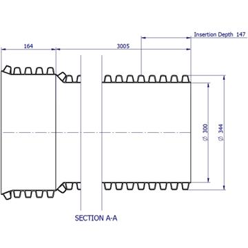 BlackMax® PP Pipe SN8 300 x 3 m RRJ Black with yellow liner