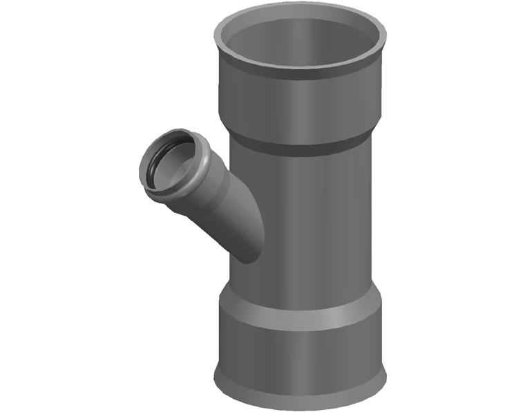 DN225 x dn100 x 45° BlackMax® Drainage Pipe Reducing Junction FFF DWV RRJ Branch (PVC Fab)