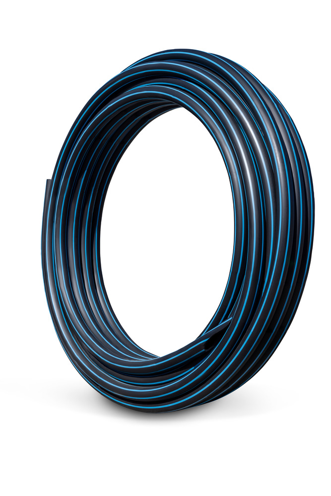PE100 Polyethylene Pipe Metric DN110 SDR11 x 100 m Black With Blue Stripes