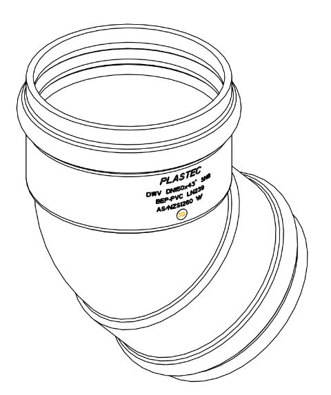 DN150 X 45D HD SN8 DWV PVC-U Bend FF x2 RRJ