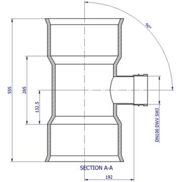 BlackMax® PVC Reducing Tee DN225 x DN100 FFF Max RRJ x DWV SWJ Black/White