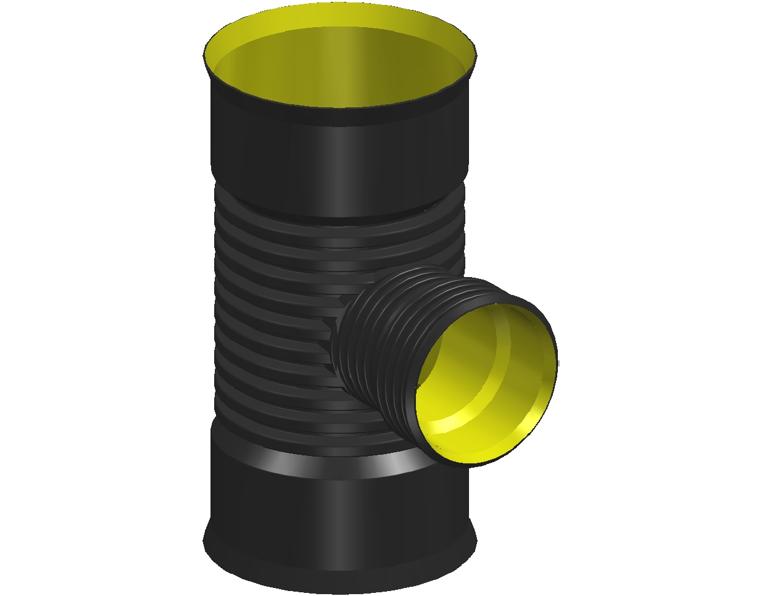 BlackMax® PP Reducing Tee DN600 x DN375 FFF Max RRJ Black/Yellow
