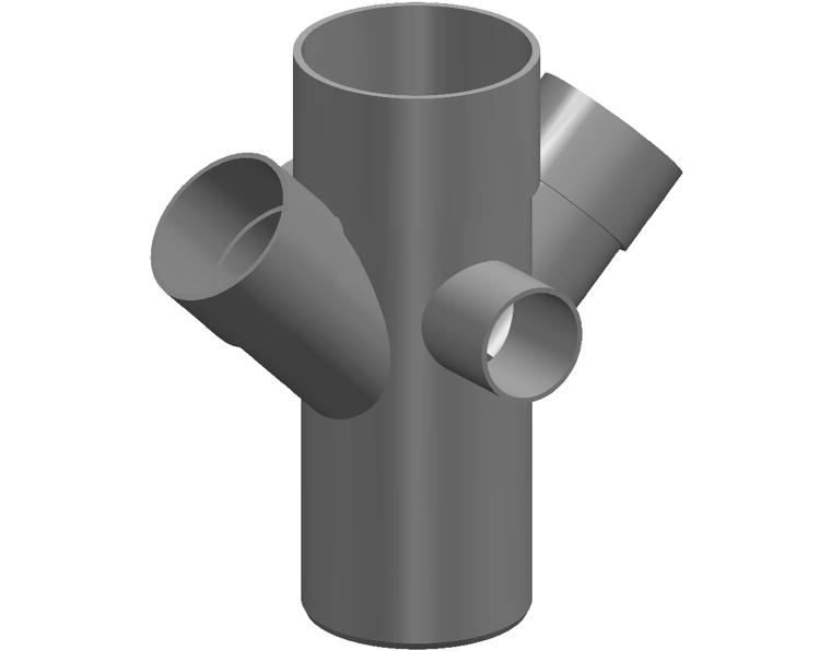 DN80 x DN50 x DN40 DWV PVC-U Double Riser Junction FF SWJ (2 x DN50 x 45D Branches & 2 x DN40 x 88D Branches)