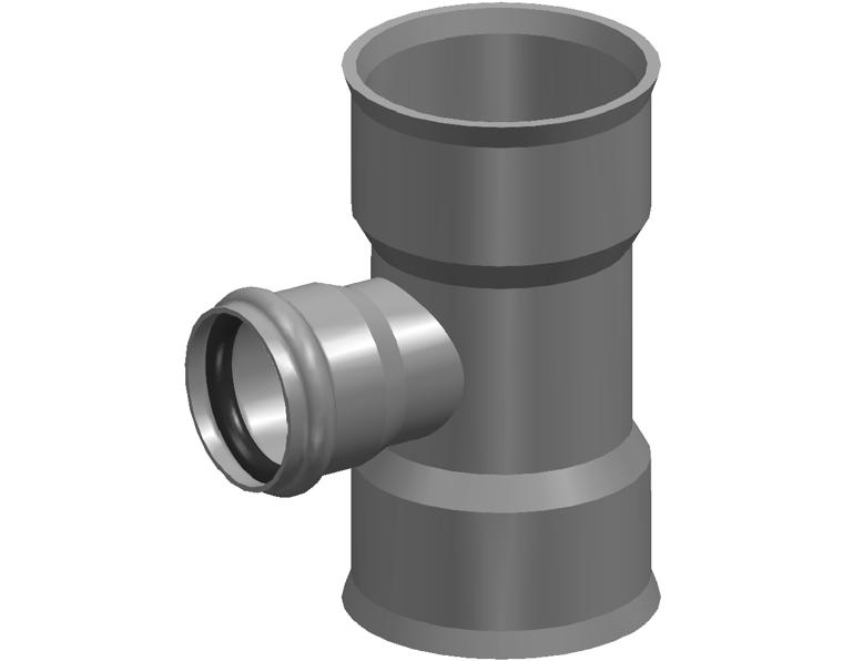 DN225 x dn150 BlackMax® Reducing Tee FFF DWV RRJ Branch (PVC Fab)