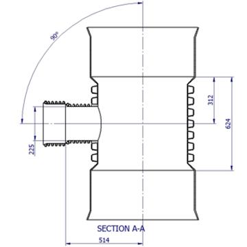 BlackMax® PP Reducing Tee DN600 x DN225 FFF Max RRJ Black/Yellow