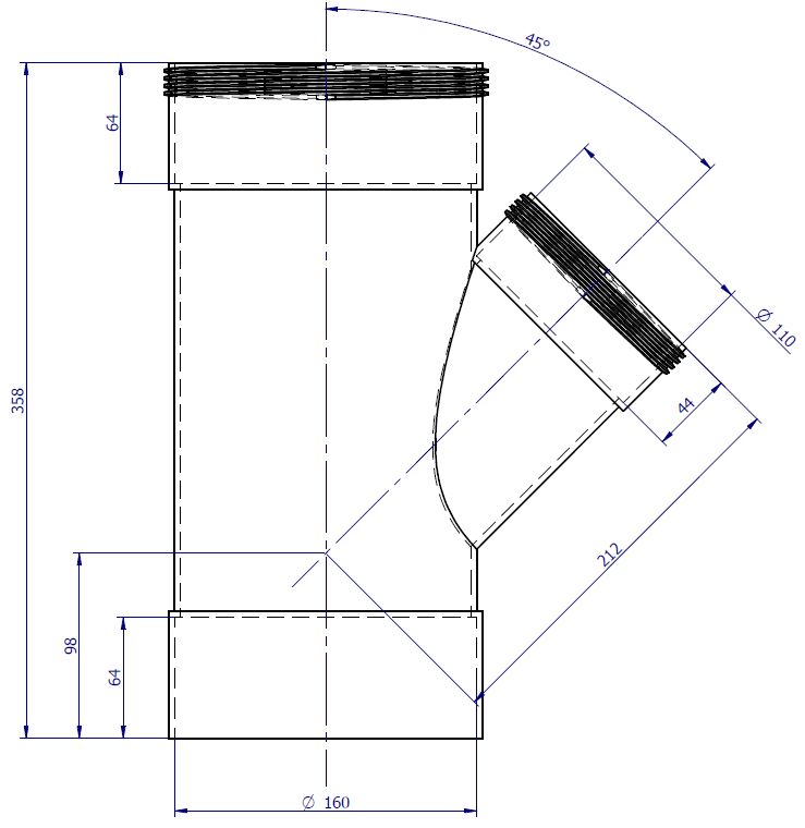 DN150 x DN100 x 45D Stormwater PVC-U Reducing Junction FF SWJ
