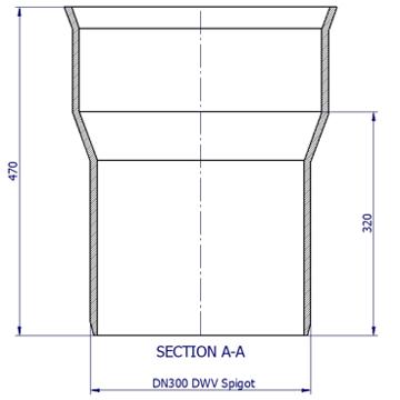 DN300 BlackMax® Adaptor FM RRJ x DWV SP (PVC Fab)