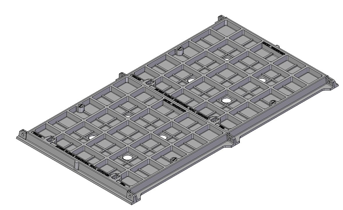 610mm W x 1567mm L Clear Opening, Ductile Iron, Concrete Infill Cover and Frame Assembly, 2 Part Cover, Class B