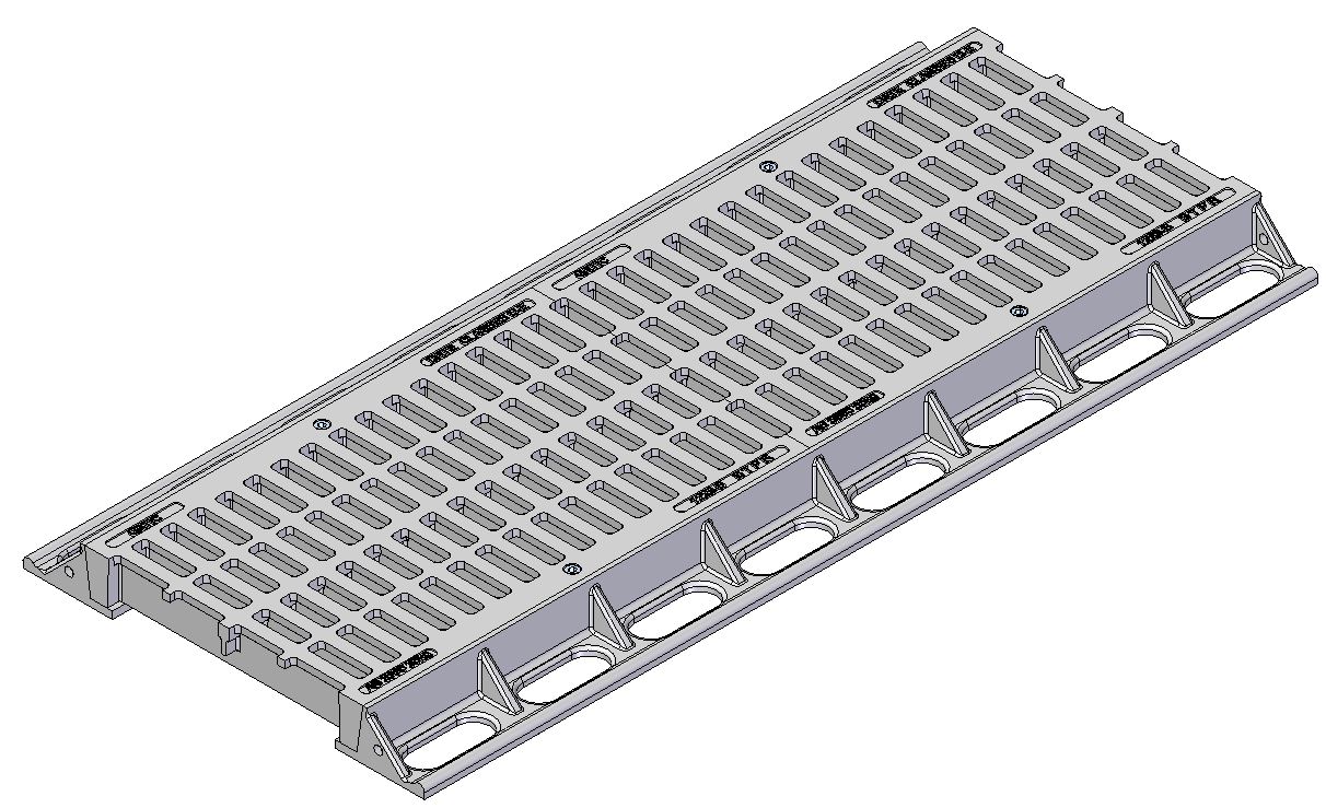 305mm W x 1220mm L Clear Opening, Ductile Iron, Transverse Bar Trench Grate and Frame, Class D