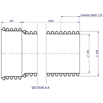 SewerMax® PP Pipe SN10 375 x 3 m RRJ Grey with yellow liner