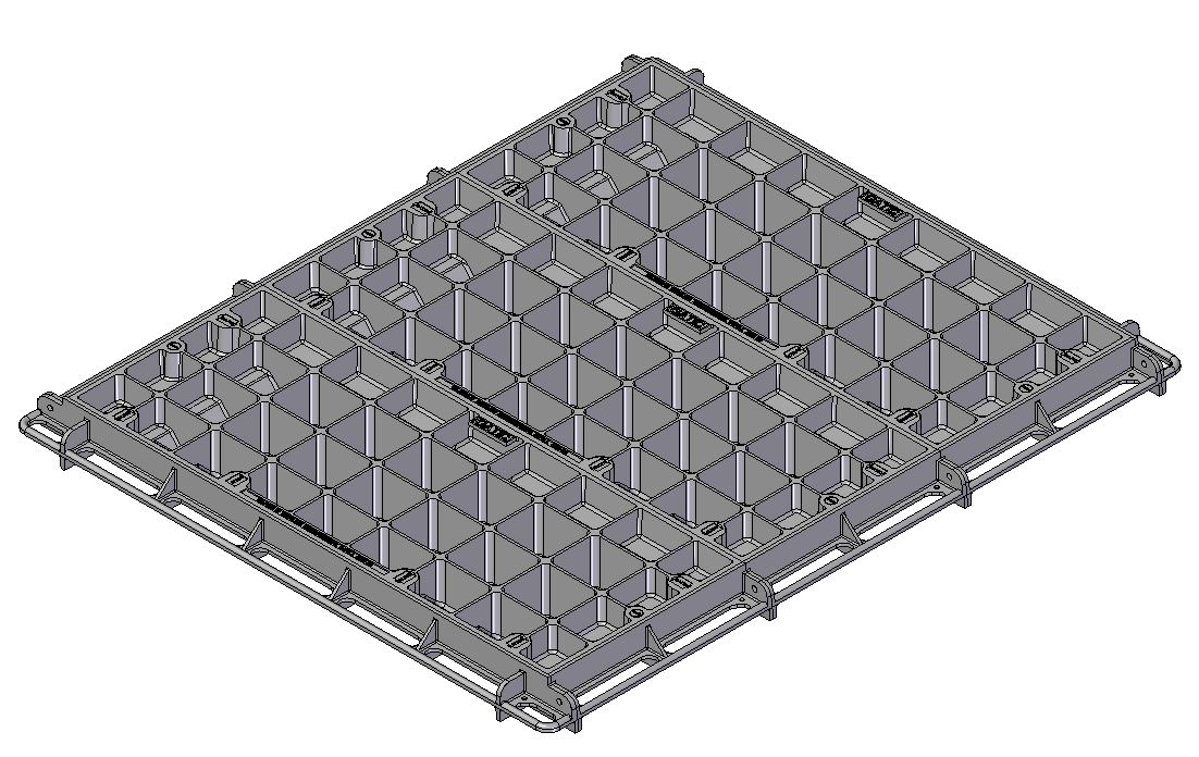 914mm W x 2274mm L Clear Opening, Ductile Iron, Concrete Infill Cover and Frame Assembly, 3 Part Cover, Class D