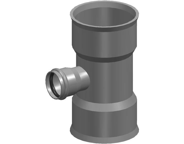 BlackMax® PVC Reducing Tee DN225 x DN100 FFF Max RRJ x DWV RRJ Black/White