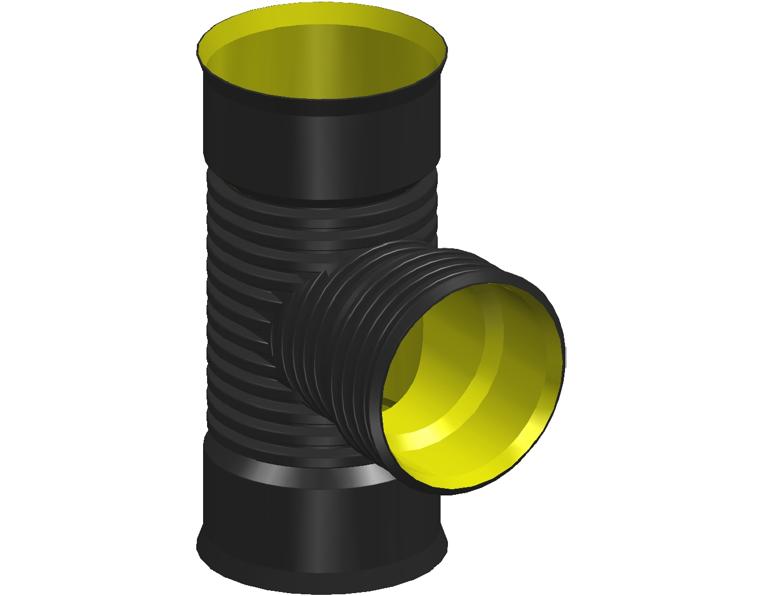 BlackMax® PP Reducing Tee DN600 x DN525 FFF Max RRJ Black/White