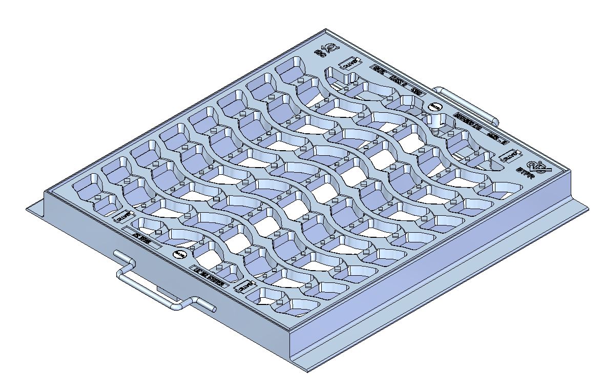 900mm W x 600mm L Clear Opening, Galvanised Ductile Iron, Grate and Frame, Class D
