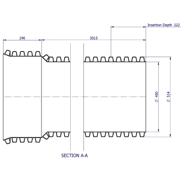 SewerMax® PP Pipe SN10 450 x 3 m RRJ Grey with yellow liner