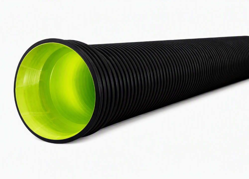 BlackMax+® PP PIPE SN16 225 x 6 m RRJ Black with light Green Liner