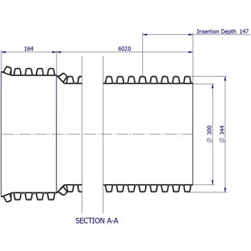 BlackMax® PP Pipe SN8 300 x 6 m RRJ Black with yellow liner