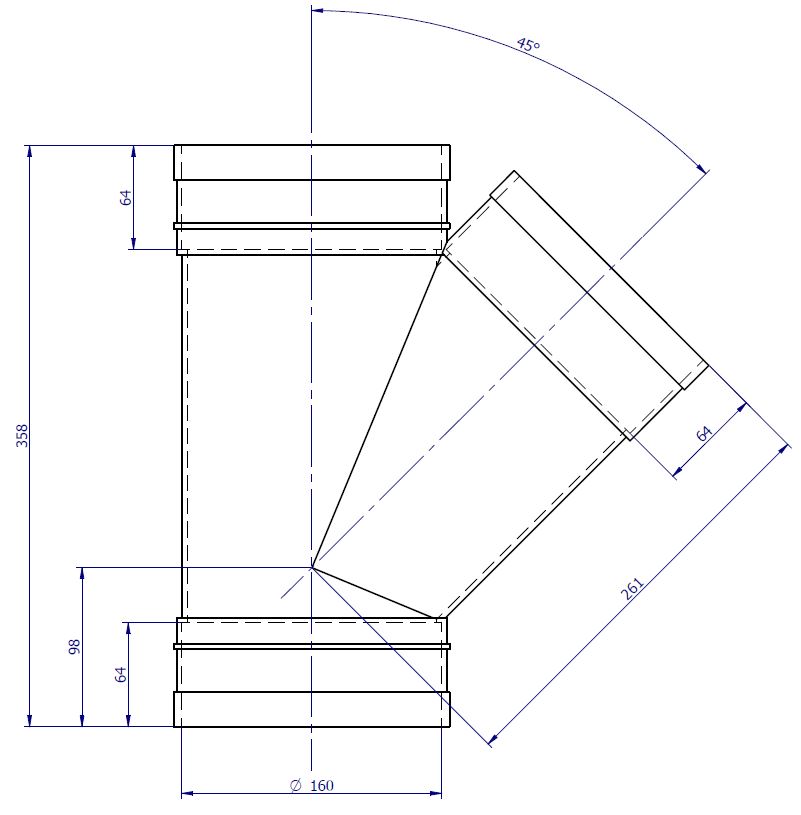 DN150 x 45D Stormwater PVC-U Junction FF SWJ