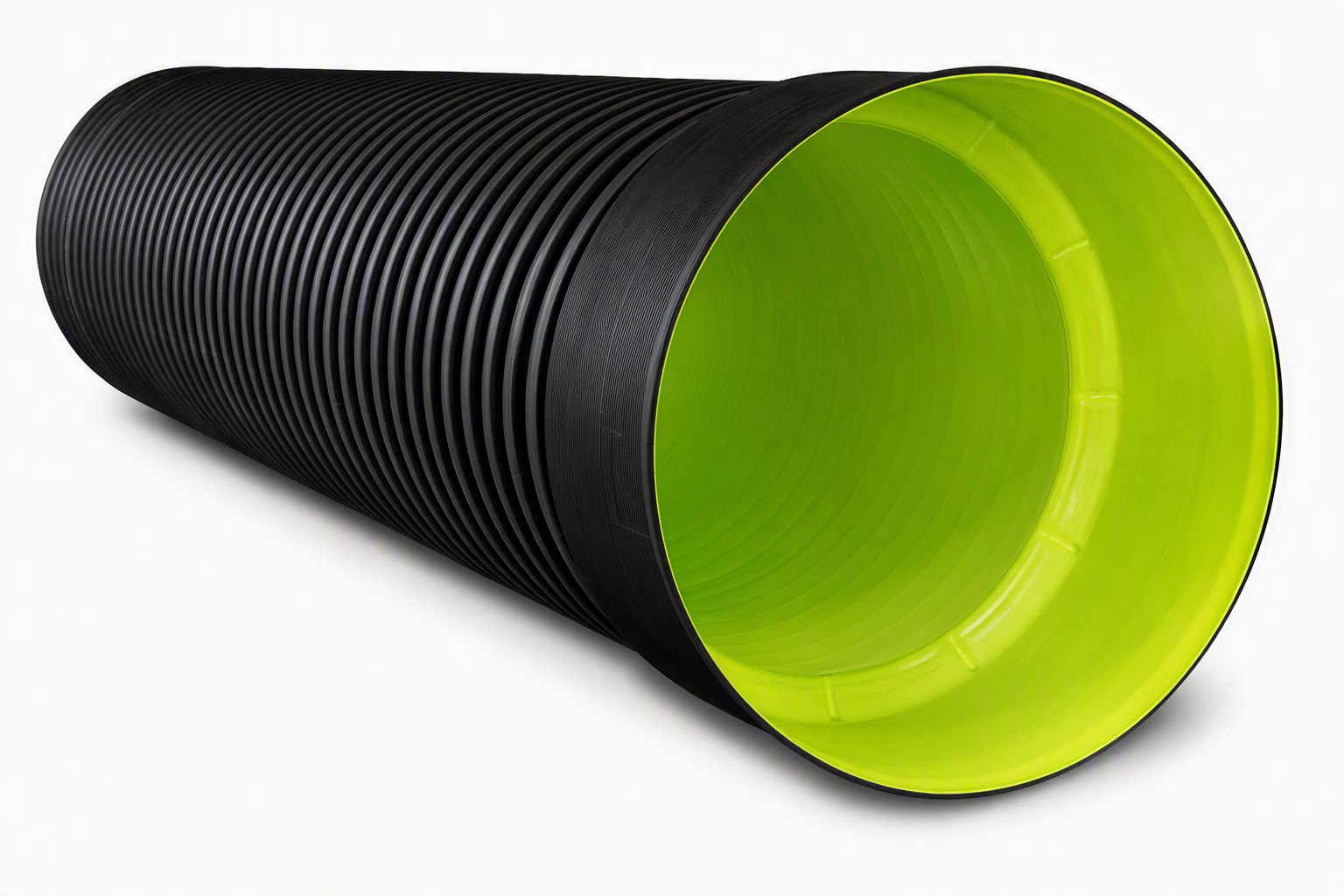 BlackMax+® PP PIPE SN16 750 x 6 m RRJ Black with light Green Liner