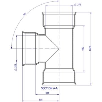 BlackMax® PVC Equal Tee DN375 FFF Max RRJ Black/White