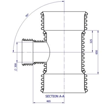 BlackMax® PP Reducing Tee DN525 x DN300 FFF Max RRJ Black/Yellow
