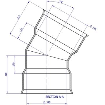 BlackMax® PVC Bend DN375 x 30° FF RRJ