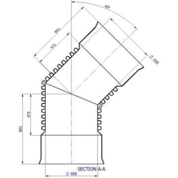 BlackMax® PP Bend DN600 x 45° FF RRJ